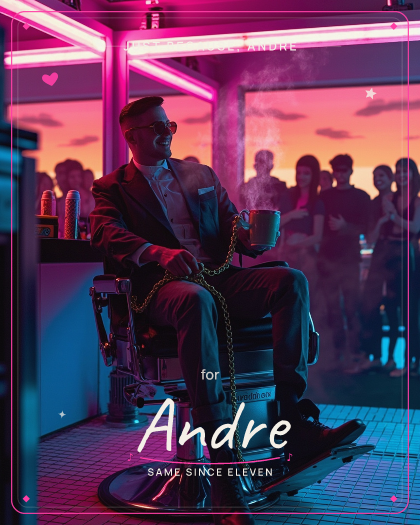 Personalized just because song for Andre, modern hip-hop with warm boom-bap drums style