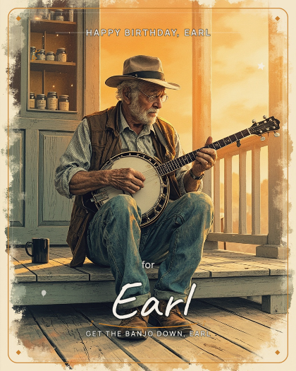Personalized birthday song for Earl, lively bluegrass style