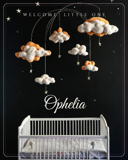 Personalized new baby song for Ophelia, soft lullaby with gentle piano style