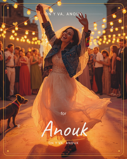 Personalized wedding song for Anouk, euphoric dance-pop with bright synths style