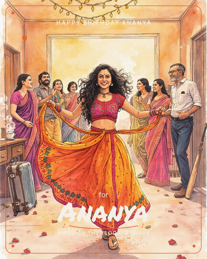 Personalized birthday song for Ananya, vibrant Bollywood pop with driving dhol rhythms style