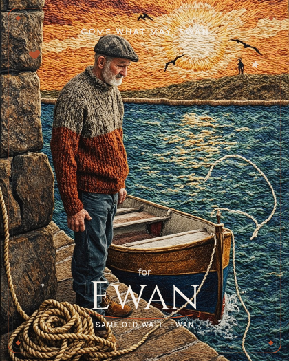 Personalized just because song for Ewan, wild shambolic drunken sea shanty with accordion style