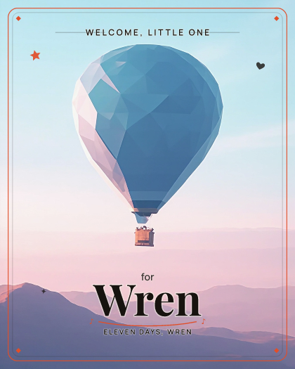 Personalized new baby song for Wren,  style