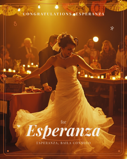 Personalized wedding song for Esperanza, traditional Mexican mariachi with bright trumpets style