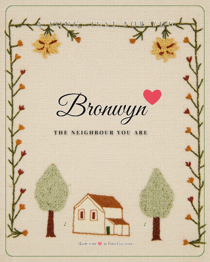 Personalized thankyou song for Bronwyn, folkpop style