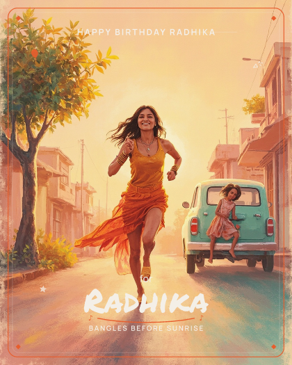 Personalized birthday song for Radhika, vibrant Bollywood pop with dhol drums style