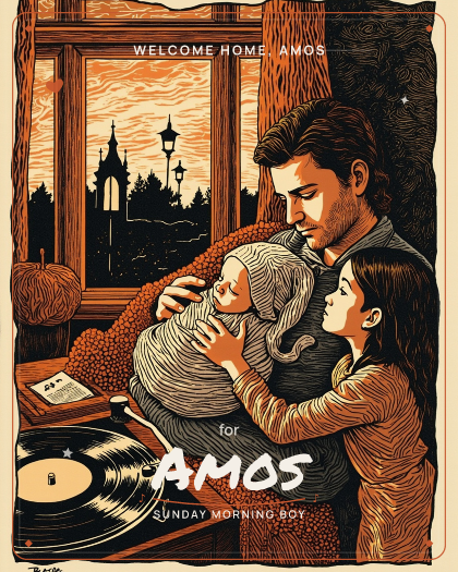 Personalized new baby song for Amos, slow soul ballad with warm electric piano style