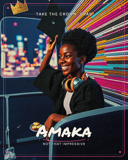Personalized graduation song for Amaka, festival big-room EDM with pounding four-on-the-floor kick style