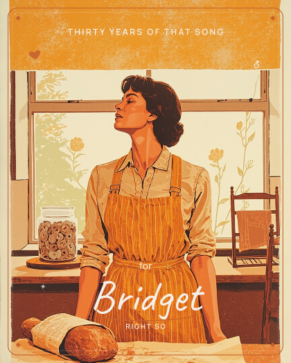 Personalized anniversary song for Bridget, warm acoustic folk with gentle fingerpicked guitar style