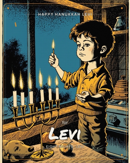 Personalized hanukkah song for Levi, warm acoustic folk style