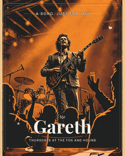Personalized just because song for Gareth, roadhouse blues rock style