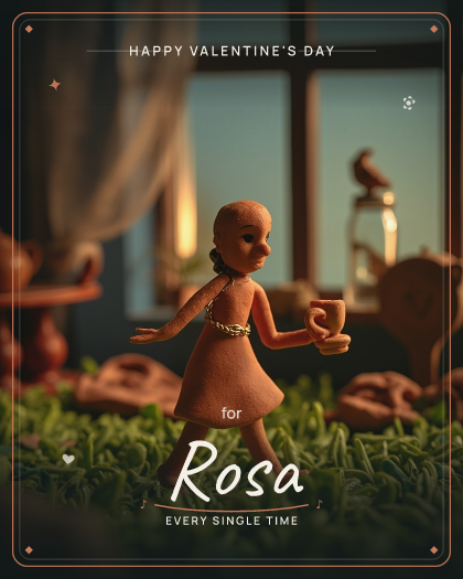 Personalized valentine song for Rosa, tender romantic piano ballad with soft strings and warm acoustic guitar style
