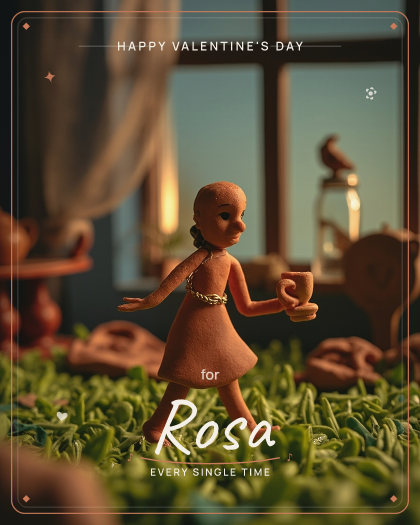 Personalized valentine song for Rosa, tender romantic piano ballad with soft strings and warm acoustic guitar style