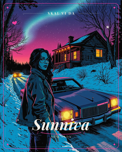 Personalized just because song for Sunniva, retro synthwave with driving arpeggiated synths style