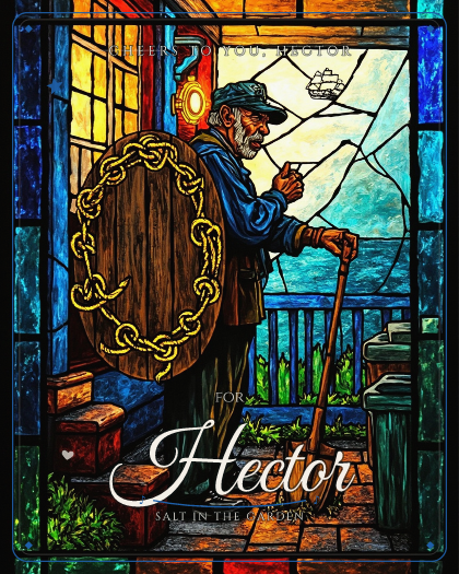 Personalized just because song for Hector, wild shambolic drunken sea shanty with accordion style