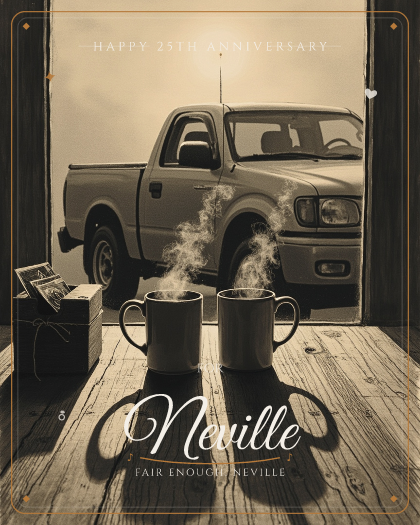 Personalized anniversary song for Neville, heartfelt modern country with warm acoustic guitar style