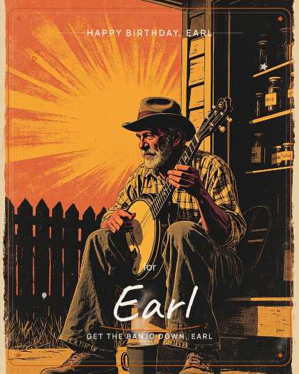 Personalized birthday song for Earl, lively acoustic bluegrass with banjo style