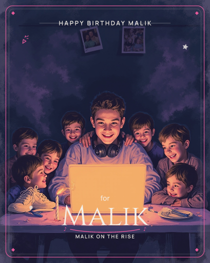 Personalized birthday song for Malik, classic four-on-the-floor house with warm piano stabs style