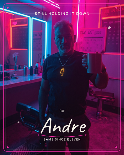 Personalized just because song for Andre, modern hip-hop with a laid-back trap-influenced beat style